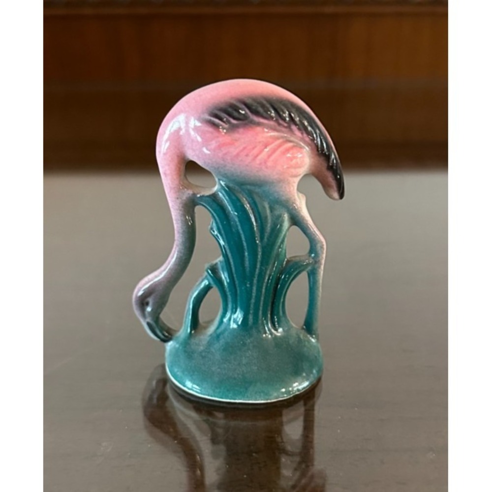 Lefton Pink Flamingo Porcelain Ceramic Bird Small Figurine Vintage MCM Tropical